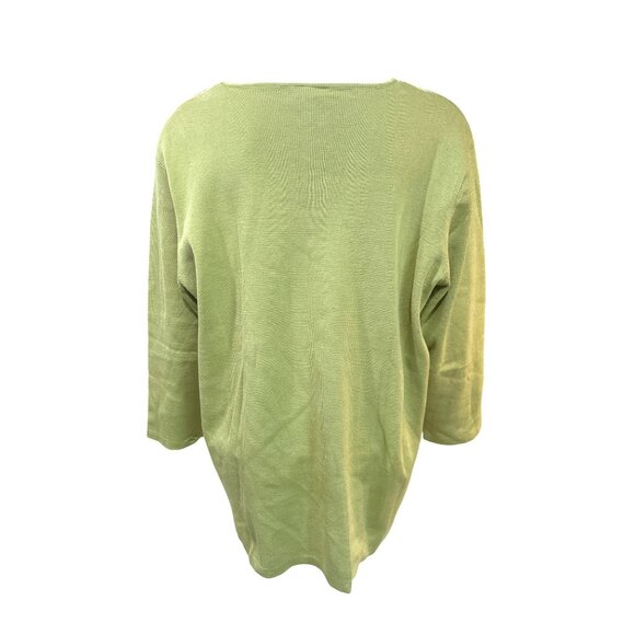 Clio II 2X Green Silk Cotton Keyhole Sweater Quiet Luxury Old Money Chic Classic - Picture 4 of 10